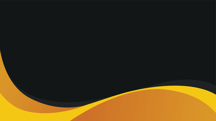 Abstract wave and flowing curves in warm yellow and orange tones against a solid black background perfect for business, seasonal events, print, and digital use.
