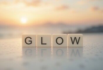 Fototapeta premium Inspirational Glow Text Against a Beautiful Sunset Background