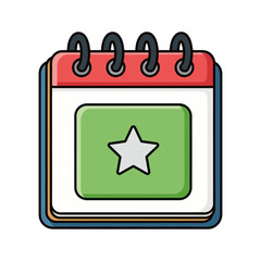 Spiral bound notepad with red cover and green page featuring a white star icon notebook