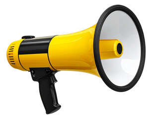  Angled Side View of Megaphone with Grip and Trigger Button, isolated on transparent background