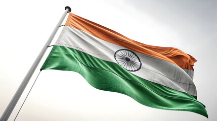 Waving indian flag against bright sky, symbol of independence