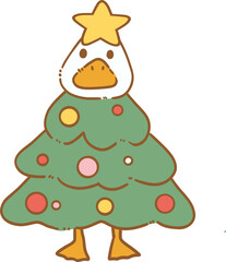 Cute christmas tree goose illustration