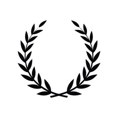 Obraz premium Minimal laurel branch wreath silhouette vector clean recognition honor achievement illustration design
