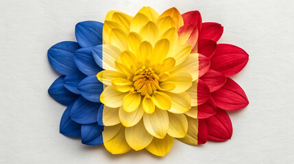 Flower in the colors of the romanian flag on white background