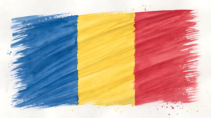 Hand painted watercolor flag of romania isolated on white background