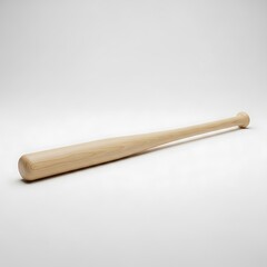 Naklejka premium Simple wooden baseball bat on a white background