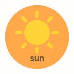 Sun Flashcard Illustration &mdash; Bright Weather Icon for Kids Early Learning