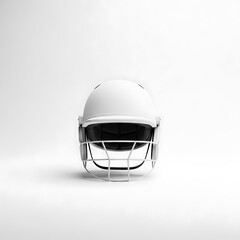 Fototapeta premium Minimalist white cricket helmet with face guard on white background