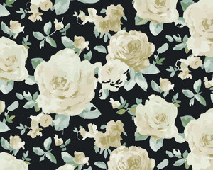 Beautiful floral pattern, suitable for textile, packaging, Daisy flowers, bellflowers, leaves, white background. Floral illustration. Vector seamless pattern. Botanical design. Meadow nature plants