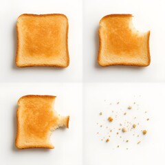 Realistic toasted Bread Bite Sequence step by step