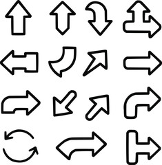 Minimalist Black Arrow Vector Icons Set  Direction, Navigation, and Pointer Symbols
