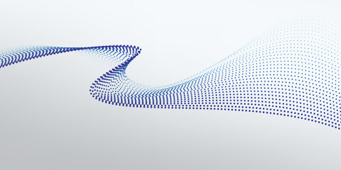 Wave line of flowing particles abstract vector background, smooth curvy shape dots fluid array. shape dots soft array particle