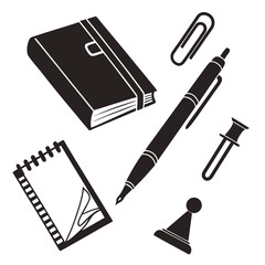 Black and white office supplies