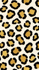 Glam Gold Glitter Leopard Print Seamless Pattern - Luxurious Black and Tan Animal Texture Background