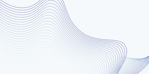 Wave line of flowing particles abstract vector background, smooth curvy shape dots fluid array. 3d shape dots blended mesh, futuristic future