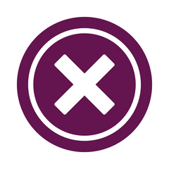 Purple circle with white cross symbol isolated on transparent background
