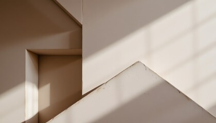 Minimalist Interior Architecture with Soft Shadows and Geometric Shapes in Neutral Tones