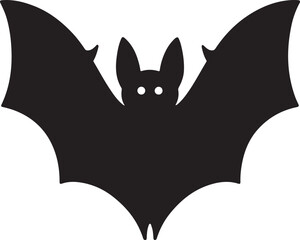Silhouette of a black bat with glowing eyes and spread wings