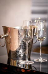 champagne glasses on the table