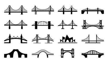 Monochrome Bridge Design Templates for Construction and Travel Logos