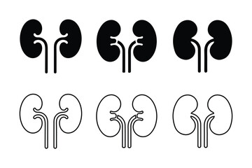 Pair of Human Kidneys Icon Set.