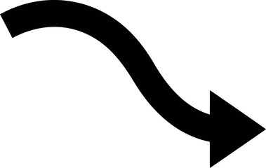 Black curved arrow pointing downwards and to the right