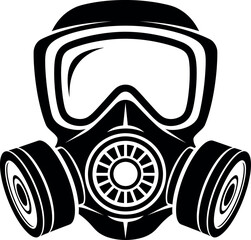 Black Gas Mask Icon on White Background respirator