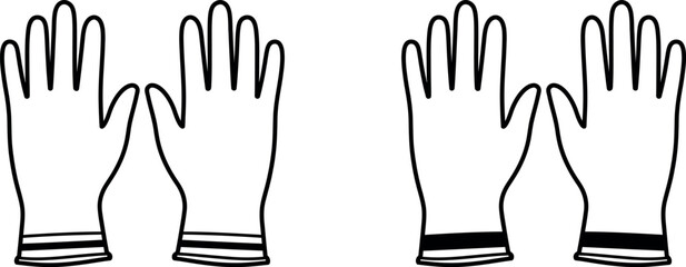 Black Outline Icons of Two Pairs of Gloves hand protection