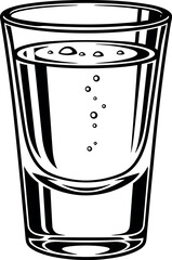 Black outline of a shot glass with bubbles drink alcohol