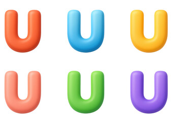 Obraz premium Colorful U-Shaped Foam Objects on a White Background for Design