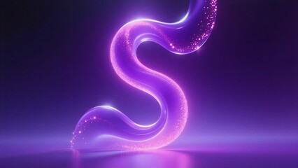 Glowing purple ribbon spirals gracefully against a dark backdrop, expressing elegance and mystery, Used for creative designs or event decorations
