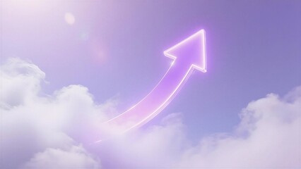 Glowing purple arrow piercing through the clouds, expressing hope and aspiration, Used for motivational content or inspirational designs