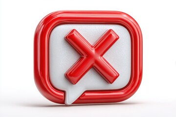 Obraz premium Red X mark inside a speech bubble icon cross wrong