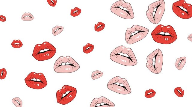 Lip pattern a vibrant cartoon pattern of red and pink lips creates a fun backdrop.