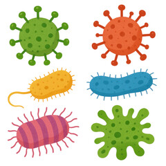 Colorful Cartoon Style Microbes and Bacteria for Educational Use