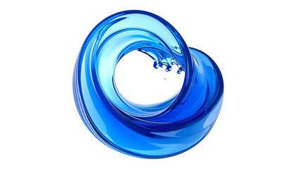 A dynamic, stylized loop of blue liquid, resembling a wave or ribbon, against black