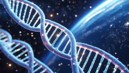 dna strand on blue background