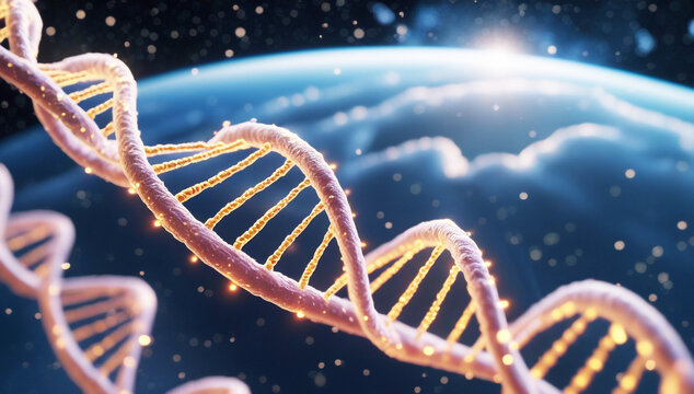dna strand on blue background