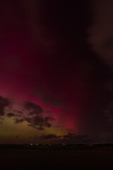 Vibrant aurora borealis display at night