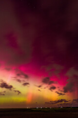 Vibrant aurora borealis display at night
