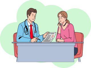 illustration flat design about a patien consultation to doctor