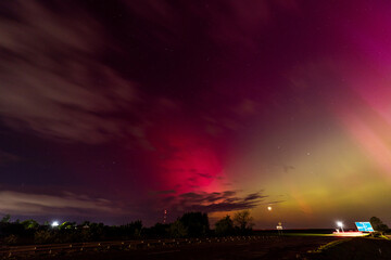 Aurora Borealis Over Rural Road
