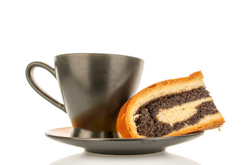 Poppy seed cake isolated on white background, macro.