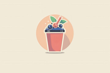 Refreshing berry smoothie with straw and fresh fruits in minimalist design