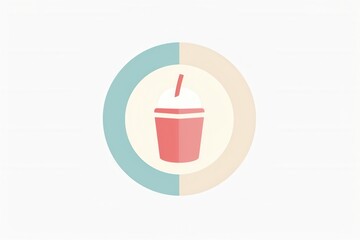 Minimalist iced beverage icon with colorful circular background