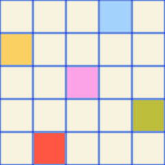 Geometric modern seamless pattern with color blocks. Checkered vector flat background in contemporary style. Abstract square grid design