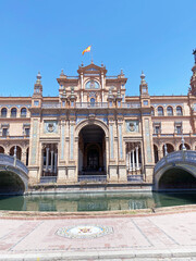 Plaza de Espa&ntilde;a (Spain Square) inside the Maria Luisa Park. Seville, Spain, Europe.
Square built for the Ibero-American Exposition of 1929, mix of Neo-Mud&eacute;jar, Baroque and Renaissance revival styles.