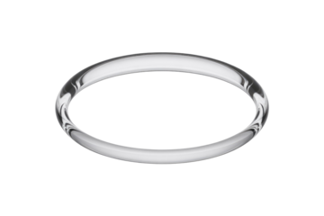 A glossy, clear circular object, possibly a glass or acrylic ring, showcasing light reflections and transparency on a dark transparent background. background removed