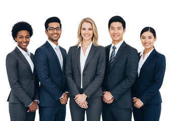 Professional Business Team Standing Together on White Background
