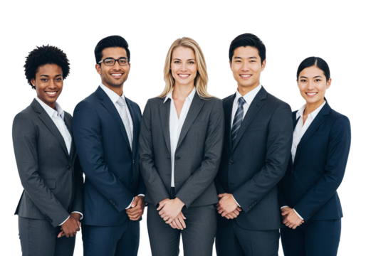 Professional Business Team Standing Together on White Background